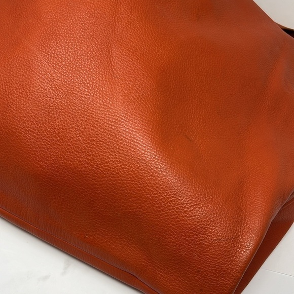 Orange Leather Unstructured Shoulder Hobo Bag - Picture 10 of 12